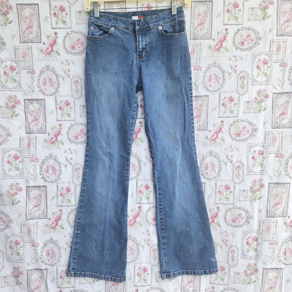 Vtg Tommy Jeans Womens Blue Denim Bootcut Flare Pants Y2K Low‎ Rise Stretch Sz 3